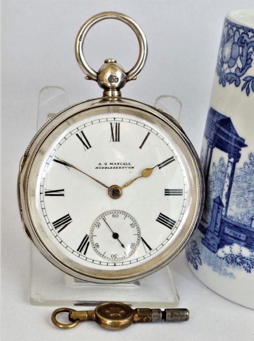 Antique Silver Lancashire Watch Co Pocket Watch Retailed by A.g.mascall, Middlesbrough