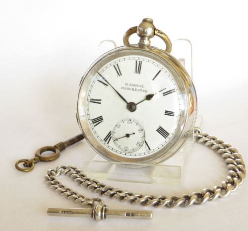 Antique Silver H Samuel Pocket Watch and Chain