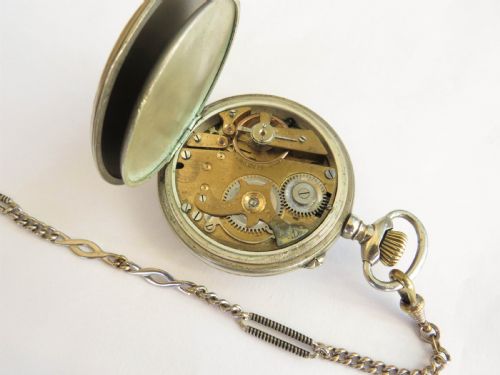 fig 1. Antique Louis Roskopf pocket watch and chain