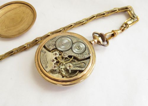fig 1. Antique Henry Sandoz Admiral pocket watch and chain