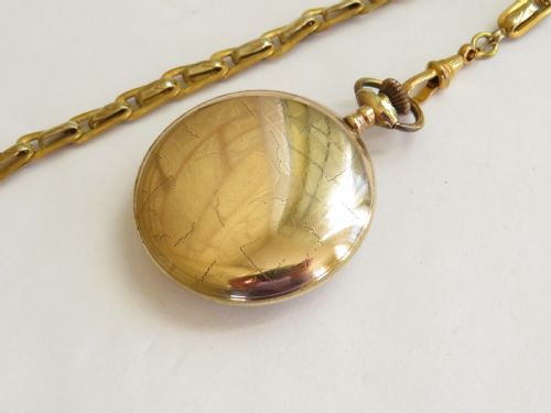 fig 2. Antique Henry Sandoz Admiral pocket watch and chain