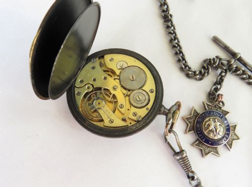 fig 1. 1920s Dollar gun metal pocket watch from Edouard Kummer