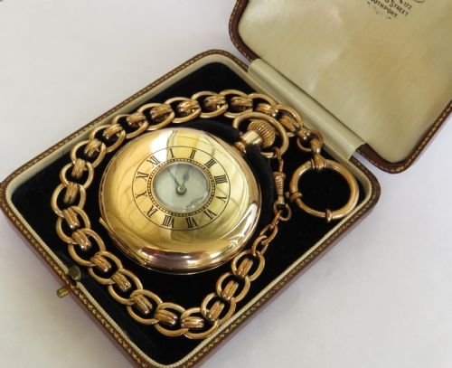 1920s Pinnacle Half Hunter Pocket Watch and Chain