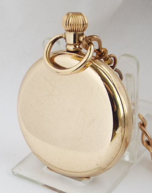 fig 2. 1930s Waltham full hunter pocket watch & chain.