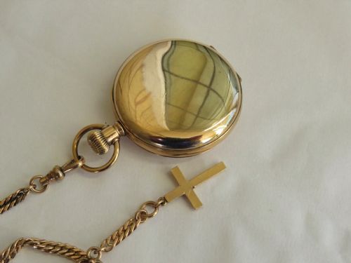 fig 2. Antique 1920s Swiss hunter pocket watch and chain
