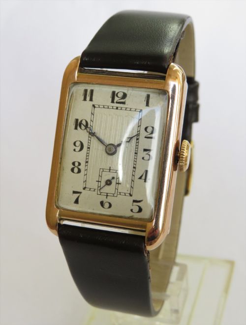 fig 1. Gents 9ct rose gold wrist watch, 1928