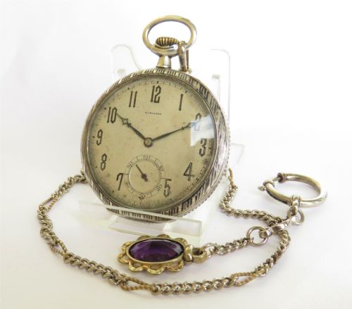 1921 Longines Niello Pocket Watch and Albert