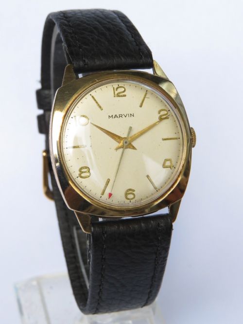 Gents 1950s 9ct Gold Marvin Wrist Watch