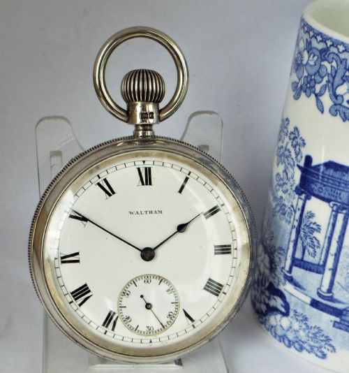 Antique Silver Waltham Traveler Pocket Watch.
