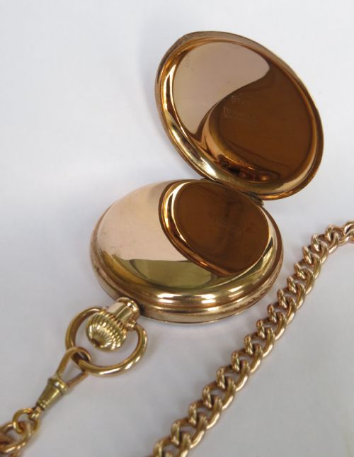 fig 1. Antique Waltham Bartlett pocket watch and chain