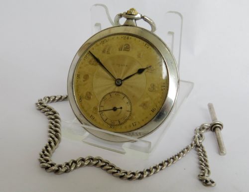 1920s Silver Nerny Pocket Watch and Chain