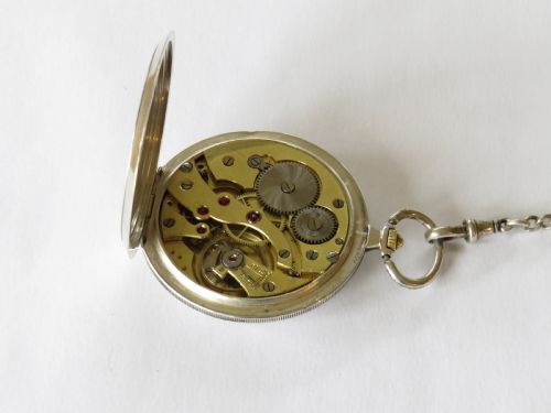 fig 1. 1920s silver Nerny pocket watch and chain