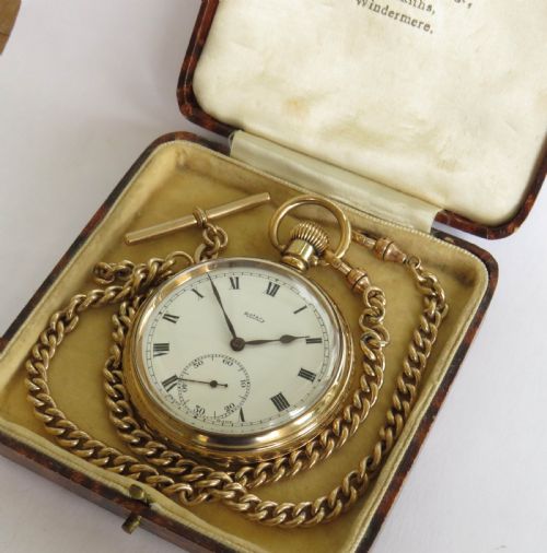 fig 1. 1930s Rotary pocket watch and double albert