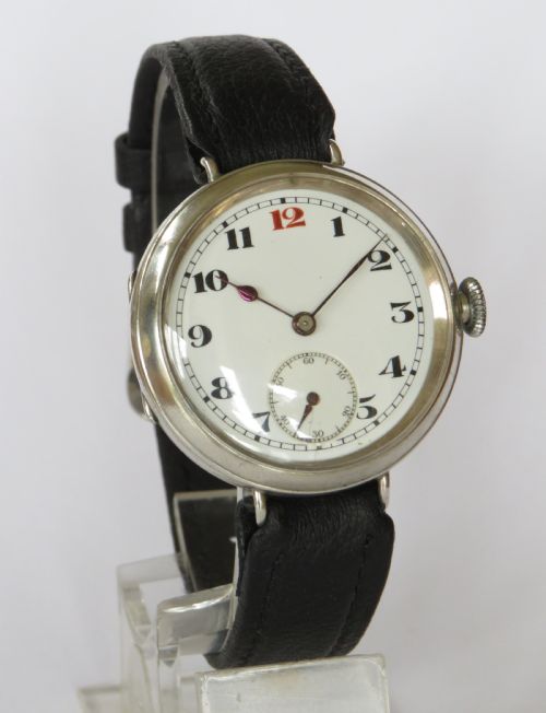 fig 1. Gents antique silver wrist watch, Christmas 1923