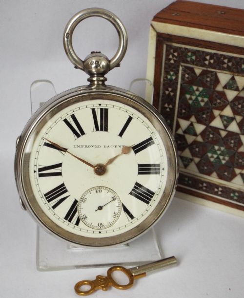 Antique Silver Improved Patent Fusee Pocket Watch, 1891