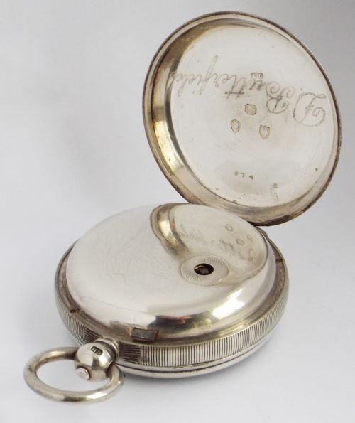 fig 2. Antique silver Improved Patent fusee pocket watch, 1891
