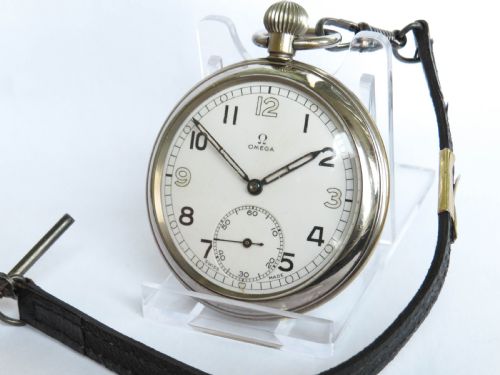 1940s Omega Military Pocket Watch & Albert