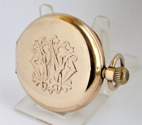fig 1. Antique 1896 Waltham full hunter pocket watch.