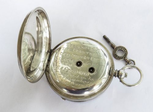 fig 1. Antique silver pocket watch, Ferryhill Locomotive