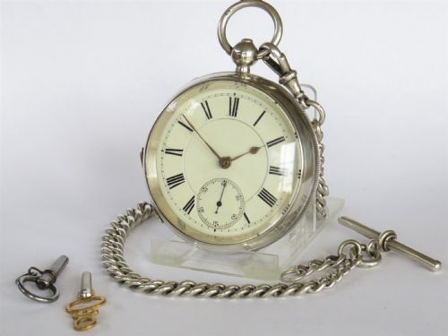 Antique Silver Waltham Pocket Watch and Albert