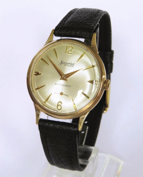 Gents 9 Carat Gold Accurist Wrist Watch, 1966