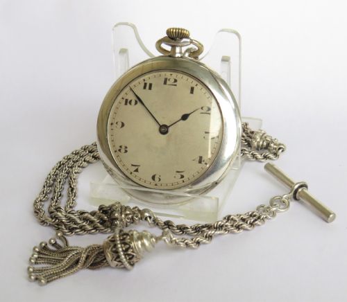 1926 Silver Rode Watch Co Pocket Watch & Chain