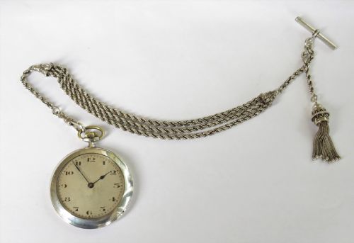 fig 1. 1926 silver Rode Watch Co pocket watch & chain