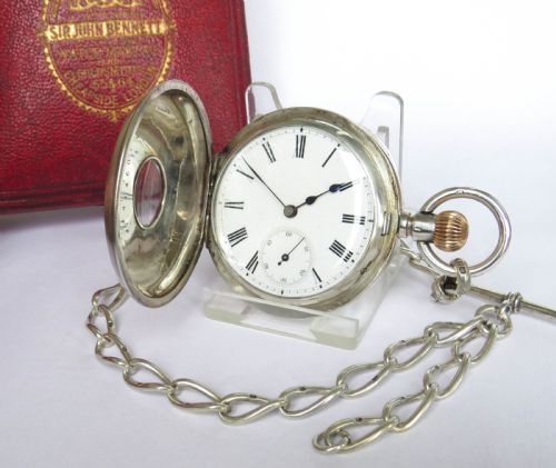 fig 1. Antique Billodes silver half hunter, John Bennett