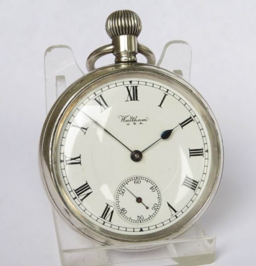 fig 1. Antique silver Waltham pocket watch, 1919