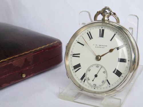 Antique J W Benson Silver Fusee Pocket Watch