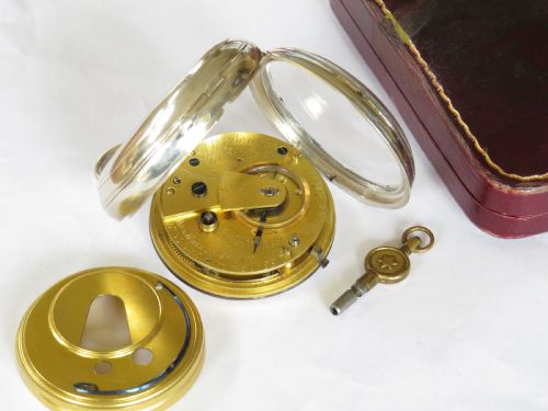 fig 2. Antique J W Benson silver fusee pocket watch
