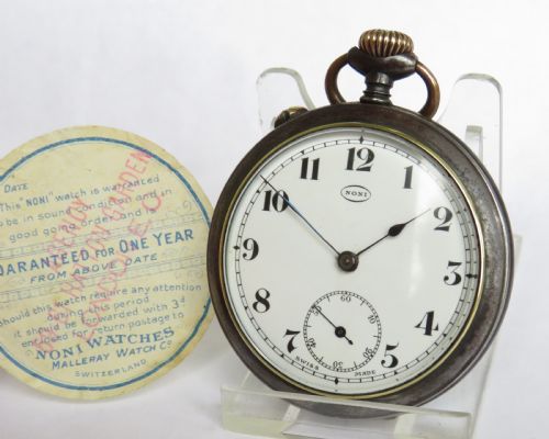 Antique Noni Gun Metal Pocket Watch by Malleray