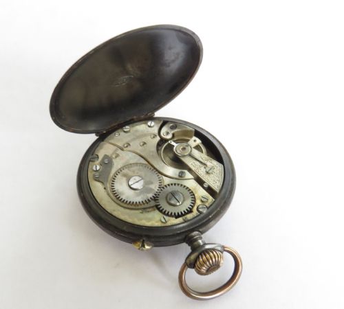 fig 1. Antique Noni gun metal pocket watch by Malleray