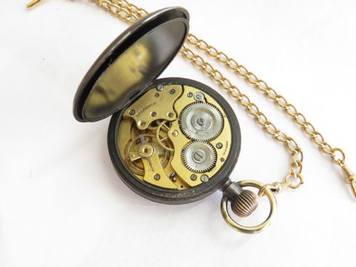 fig 1. 1920s Swiss gun metal pocket watch