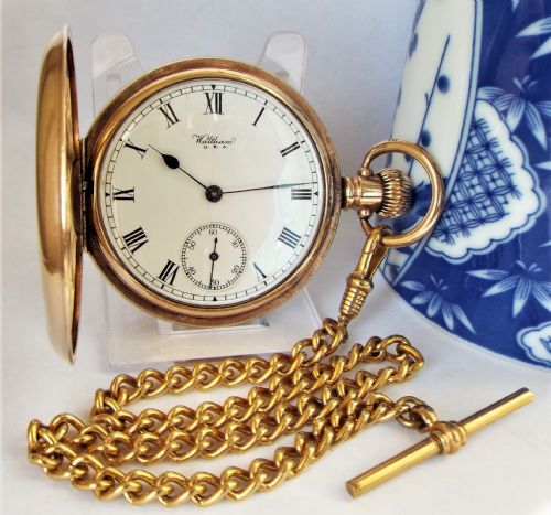 1919 Waltham Full Hunter Pocket Watch and Chain.