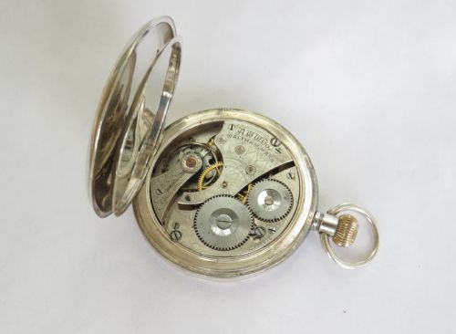 fig 1. Antique silver Waltham full hunter pocket watch