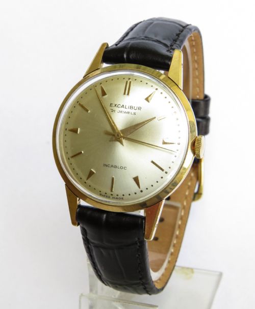 Gents 9ct Gold Excalibur Wrist Watch, 1962