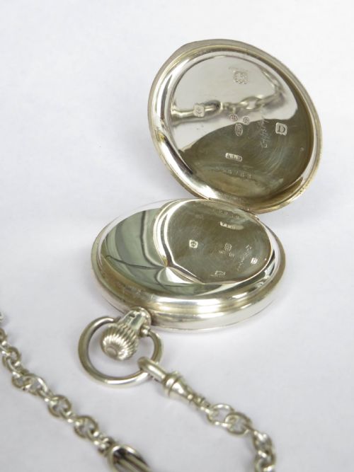 fig 2. Antique silver full hunter pocket watch and chain