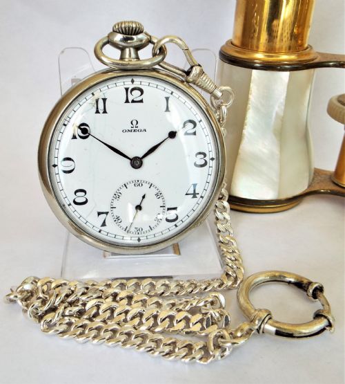 1920s Omega Pocket Watch and Chain.