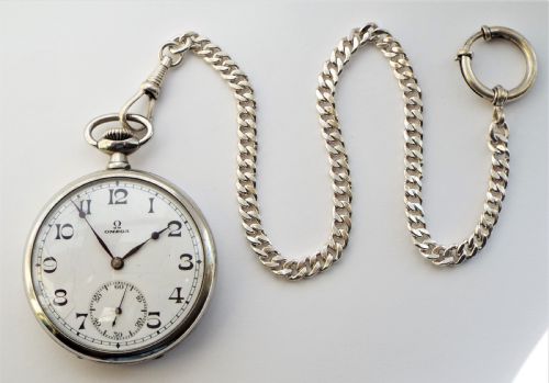 fig 1. 1920s Omega pocket watch and chain.