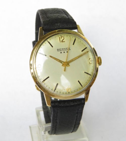 fig 1. Gents 9ct gold Bernex wrist watch, 1966