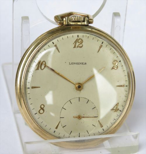 fig 1. 1940s Longines stem winding pocket watch