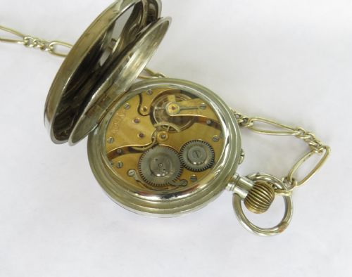 fig 1. Antique Doxa goliath pocket watch and chain