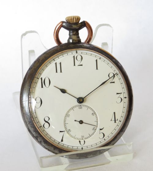 fig 1. Antique Omega gun metal pocket watch