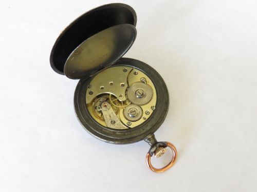 fig 2. Antique Omega gun metal pocket watch