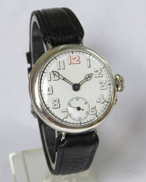 fig 1. Antique silver trench watch, 1915