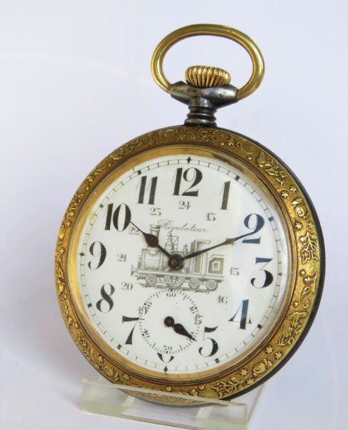Antique Régulateur Steam Train Pocket Watch