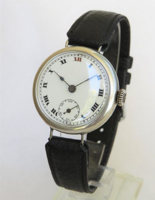 fig 1. Gents silver trench wrist watch, 1924