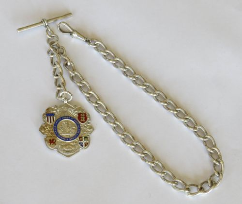 Antique Silver Watch Chain and Fob