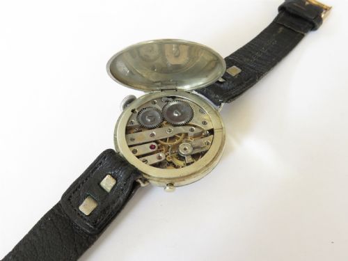 fig 3. Gents antique silver half hunter trench watch
